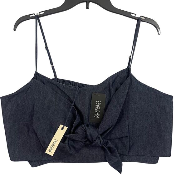 Buffalo David Bitton Audrey Halter Tank Top Womens XL Dark Denim Blue MRSP $49 - Picture 1 of 11